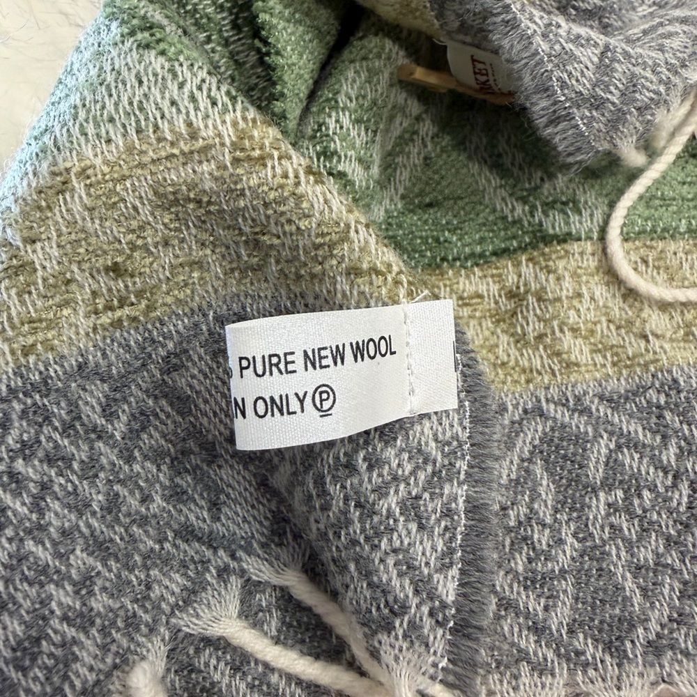 Aran Sweater Market NWT Pure Wool Blend Scarf Gray Green Celtic Fringe Ireland - Picture 7 of 8